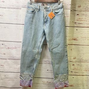 NEW Old Navy Women's Jeans with Boho Floral Hem - size 4